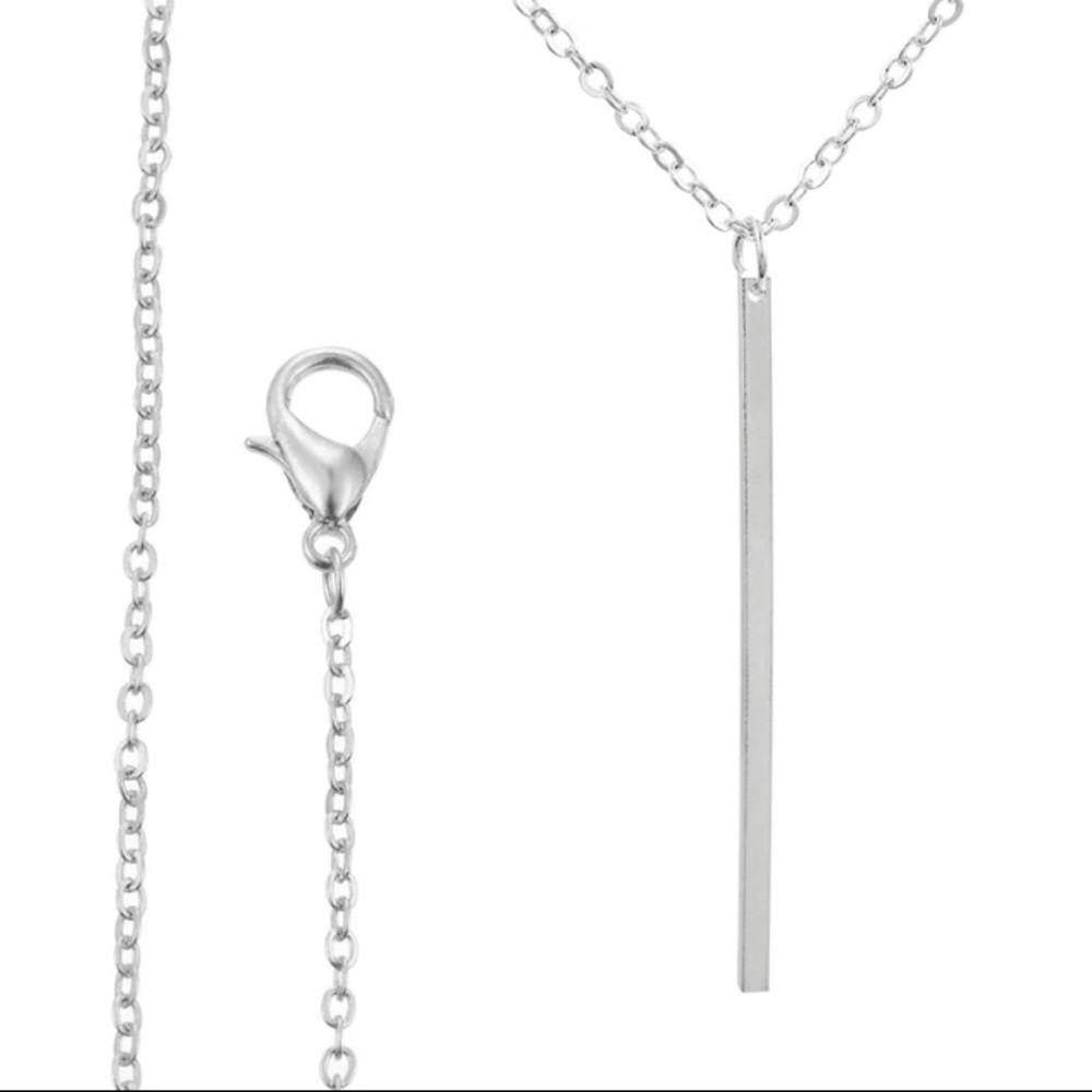 NEW!๐๐SILVERY! LONG BAR NECKLACE!๐๐MINIMALIST! - Picture 3 of 8